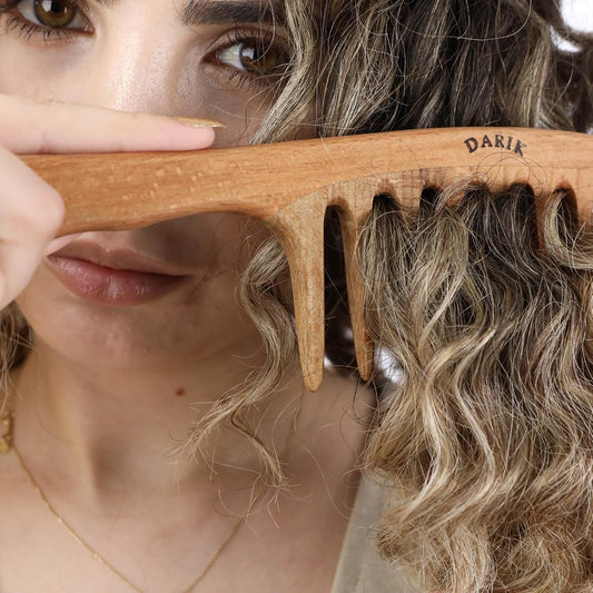 Wide Tooth Wooden Comb Handmade - Natural Vintage Style Wide Tooth Comb for Curls Gentle Styling - Anti-Static Wood Hair Combs for Women Detangling (Extra Wide Tooth)
