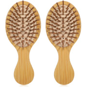 Mini Bamboo Hair Brush Set (2 Pack) – Portable Detangling & Scalp Massage Brush for Wet & Dry Hair