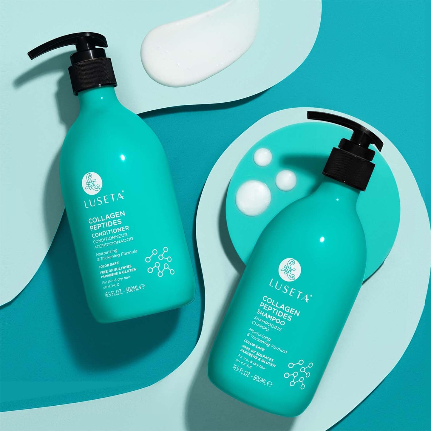 Luseta Thickening Shampoo and Conditioner Set for Thin Hair, 16.9 Oz X2 | Thickens Hair with Collagen Peptides, Strengthens, Reduces Breakage, Moisturizes Dry Hair & Improves Manageability