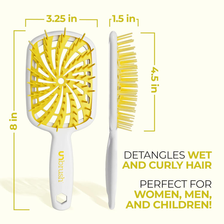 FHI Heat Unbrush plus — Curly Hair Brush for Gentle & Effective Detangling on Wet or Dry Fragile Hair Types — Detangler Brush W/ 84 Ultraflex Bristles, Ultra-Light, Vented, anti Static Hairbrush