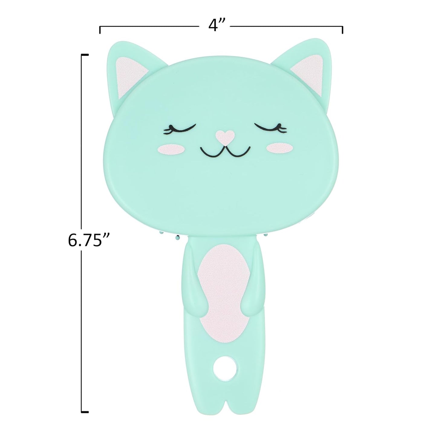 1Pc Cute Animal Character Hairbrush, Comfort & Control (KITTY) | Cushion Hair Brush W/Gentle Bristles, Cushion Base, and Animal Ears