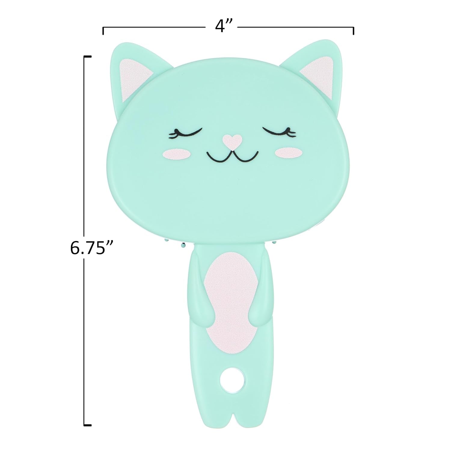 1Pc Cute Animal Character Hairbrush, Comfort & Control (KITTY) | Cushion Hair Brush W/Gentle Bristles, Cushion Base, and Animal Ears