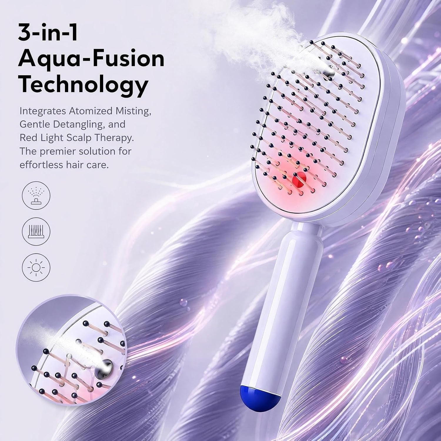 2026 New Electric Spray Air Cushion Massage Comb,3 in 1 Self-Clean Detangling Brush, Restores Silky Shine for Dry & Frizzy Hair, Premium Hair Care Tool for Women