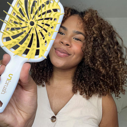 FHI Heat Unbrush plus — Curly Hair Brush for Gentle & Effective Detangling on Wet or Dry Fragile Hair Types — Detangler Brush W/ 84 Ultraflex Bristles, Ultra-Light, Vented, anti Static Hairbrush