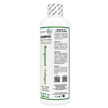Bergamot Collagen Shampoo / Shampoo De Bergamota Y Colágeno, Professional Daily Hair Care Formula for All Hair Types, 32.12 Fl Oz / 950 Ml