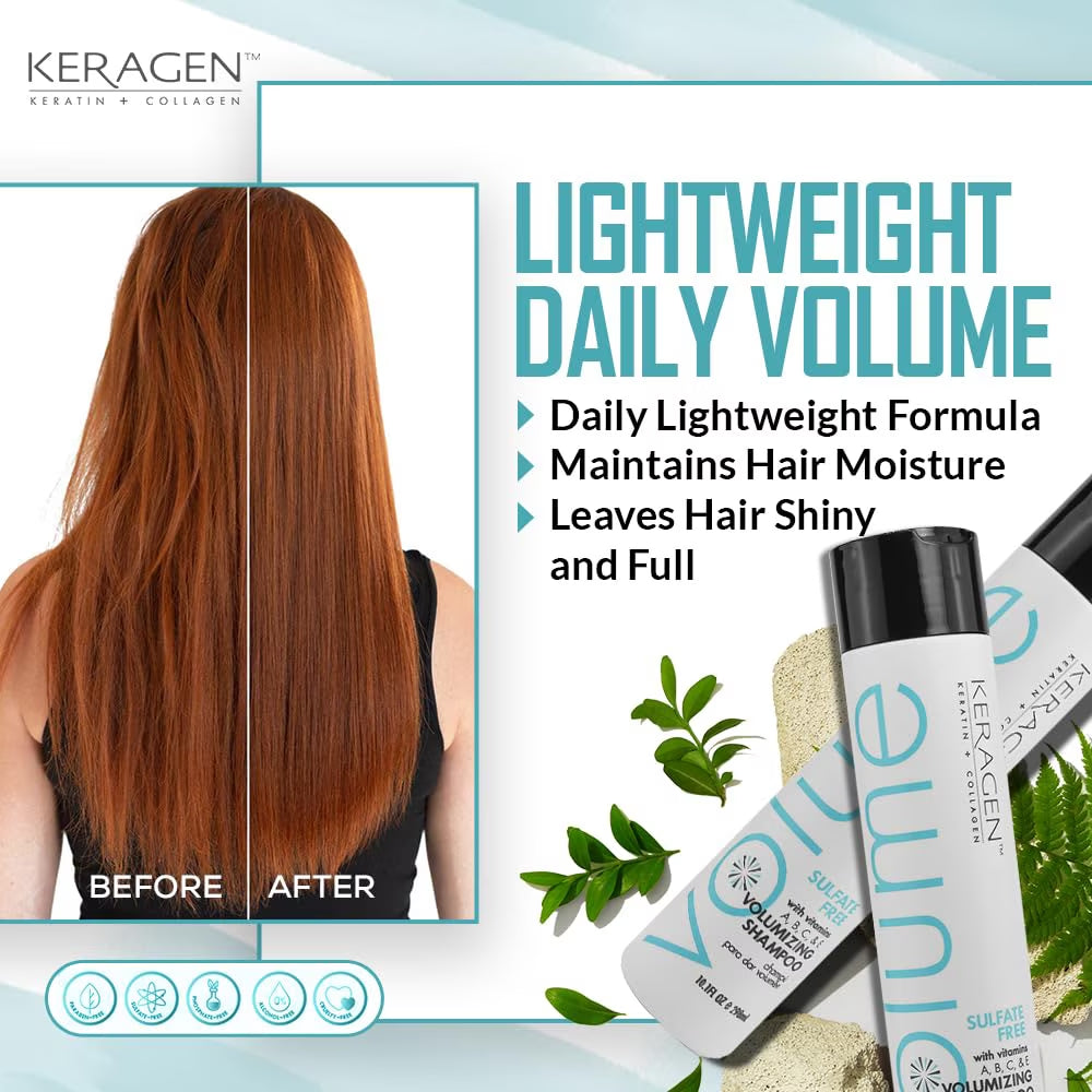 - Volumizing Shampoo for Fine Hair with Keratin, Collagen and Organic Oils, Sulfate Free, 10 Oz