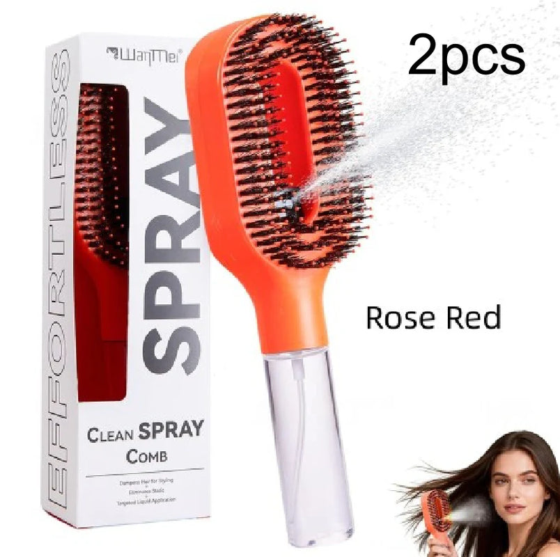 2In1 Sprayer Comb Detangling Scalp Massage Hairbrush with Spray Bottle Essential Oil Water Mist Spray Brush Anti-Static Summer