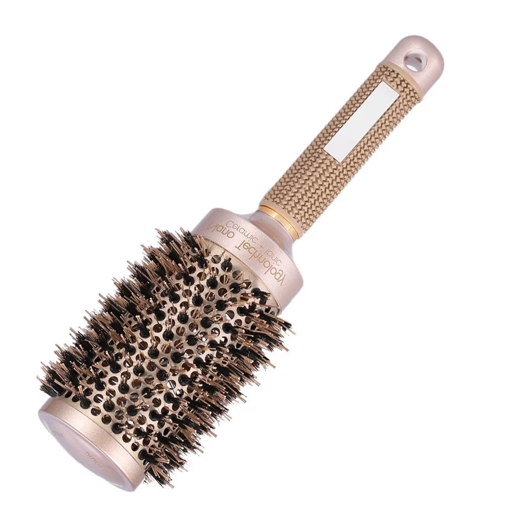 2 Inch round Hair Brush for Blow Drying, Boar Bristles Nano Thermal Ceramic & Ionic Tech & Anti-Static, for Curling, Straightening, Add Volume & Shine