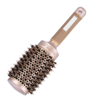 2 Inch round Hair Brush for Blow Drying, Boar Bristles Nano Thermal Ceramic & Ionic Tech & Anti-Static, for Curling, Straightening, Add Volume & Shine