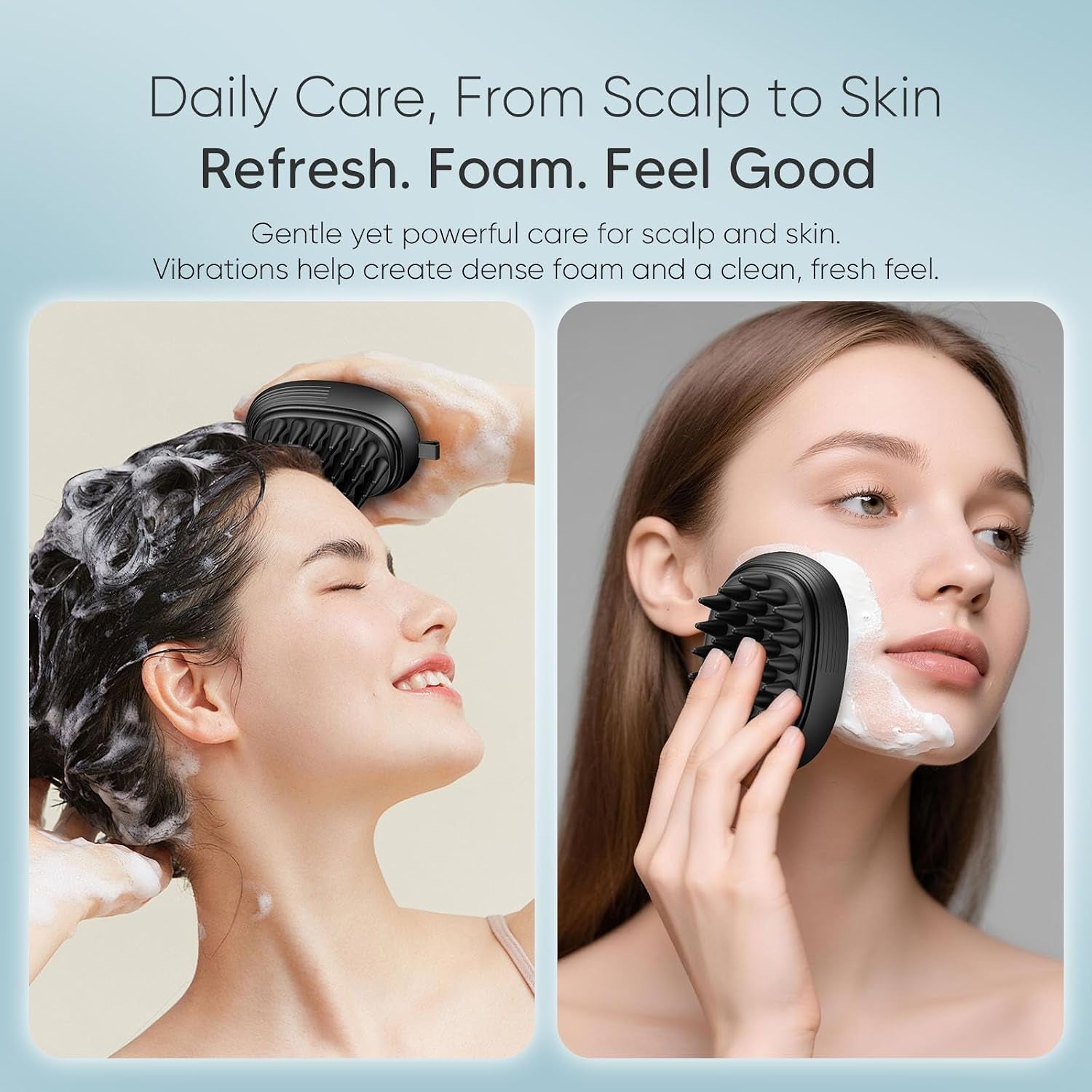 Sonic Vibrating Scalp Massager Shampoo Brush – Electric Silicone Hair Scrubber for Deep Scalp Cleansing, Dandruff Removal, Rich Foam & Relaxing Massage, Wet & Dry Use, USB-C Charging
