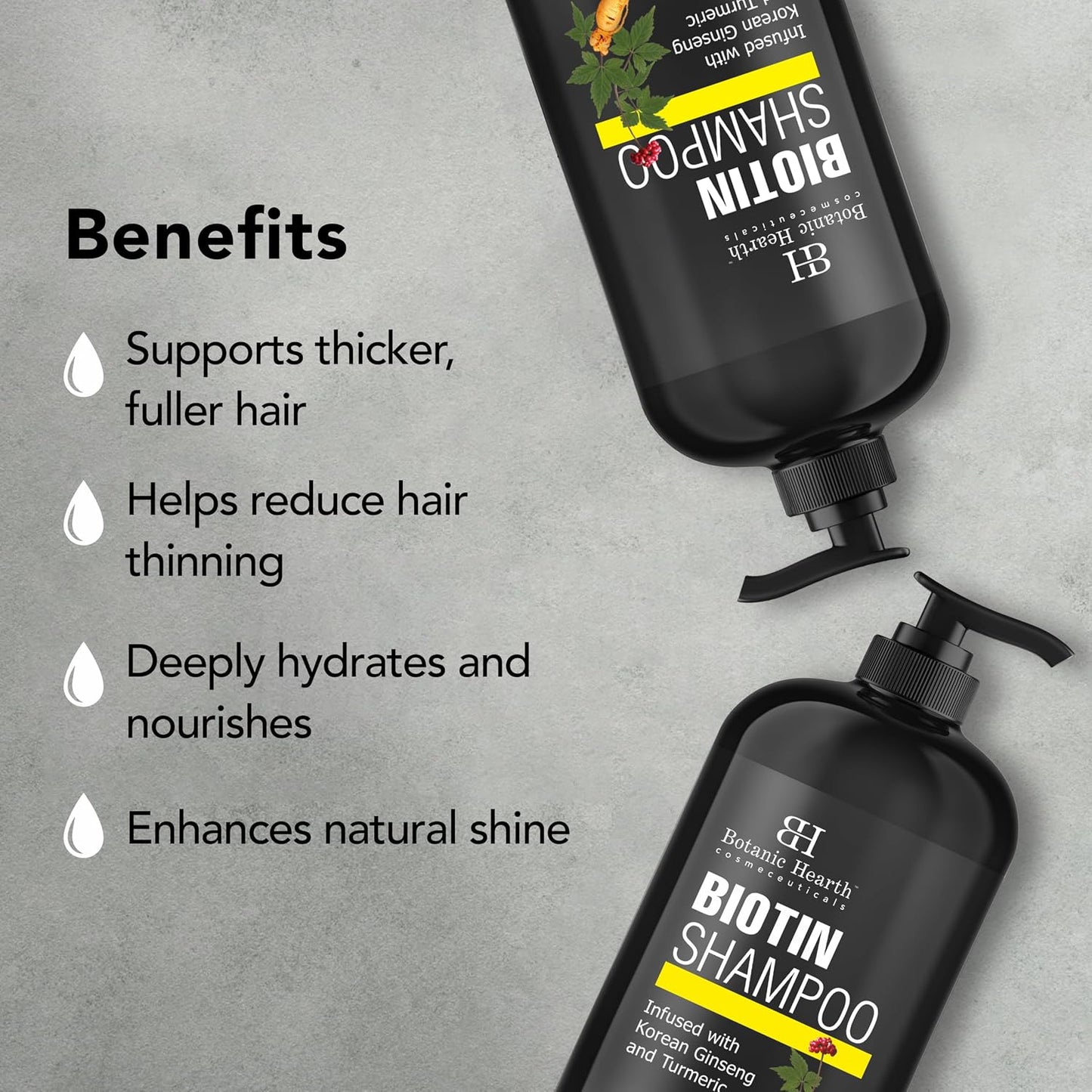 Biotin Shampoo - 16 Fl. Oz | | Infused with Korean Ginseng & Turmeric for Stronger, Thicker | Looking Hair | Sulfate & Paraben Free
