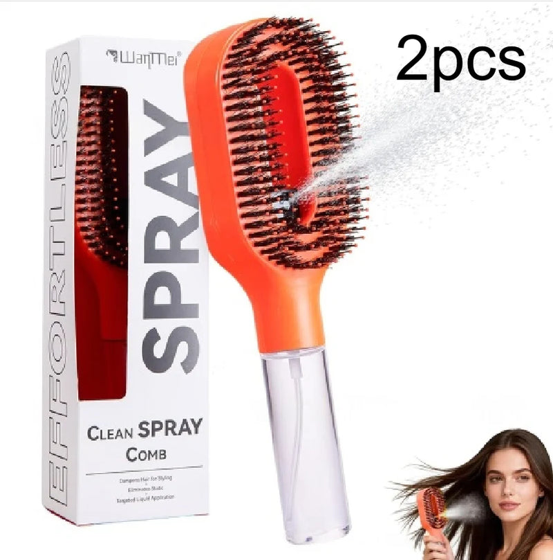 2In1 Sprayer Comb Detangling Scalp Massage Hairbrush with Spray Bottle Essential Oil Water Mist Spray Brush Anti-Static Summer