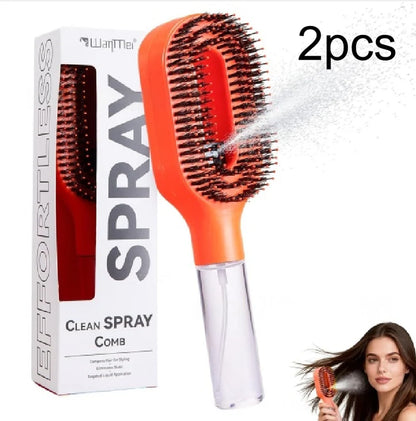 2In1 Sprayer Comb Detangling Scalp Massage Hairbrush with Spray Bottle Essential Oil Water Mist Spray Brush Anti-Static Summer