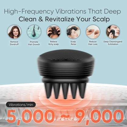 Sonic Vibrating Scalp Massager Shampoo Brush – Electric Silicone Hair Scrubber for Deep Scalp Cleansing, Dandruff Removal, Rich Foam & Relaxing Massage, Wet & Dry Use, USB-C Charging