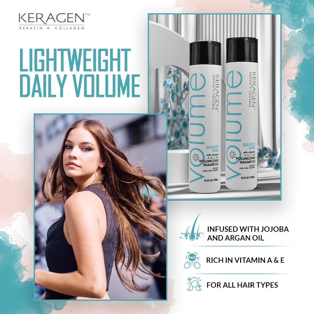 - Volumizing Shampoo for Fine Hair with Keratin, Collagen and Organic Oils, Sulfate Free, 10 Oz