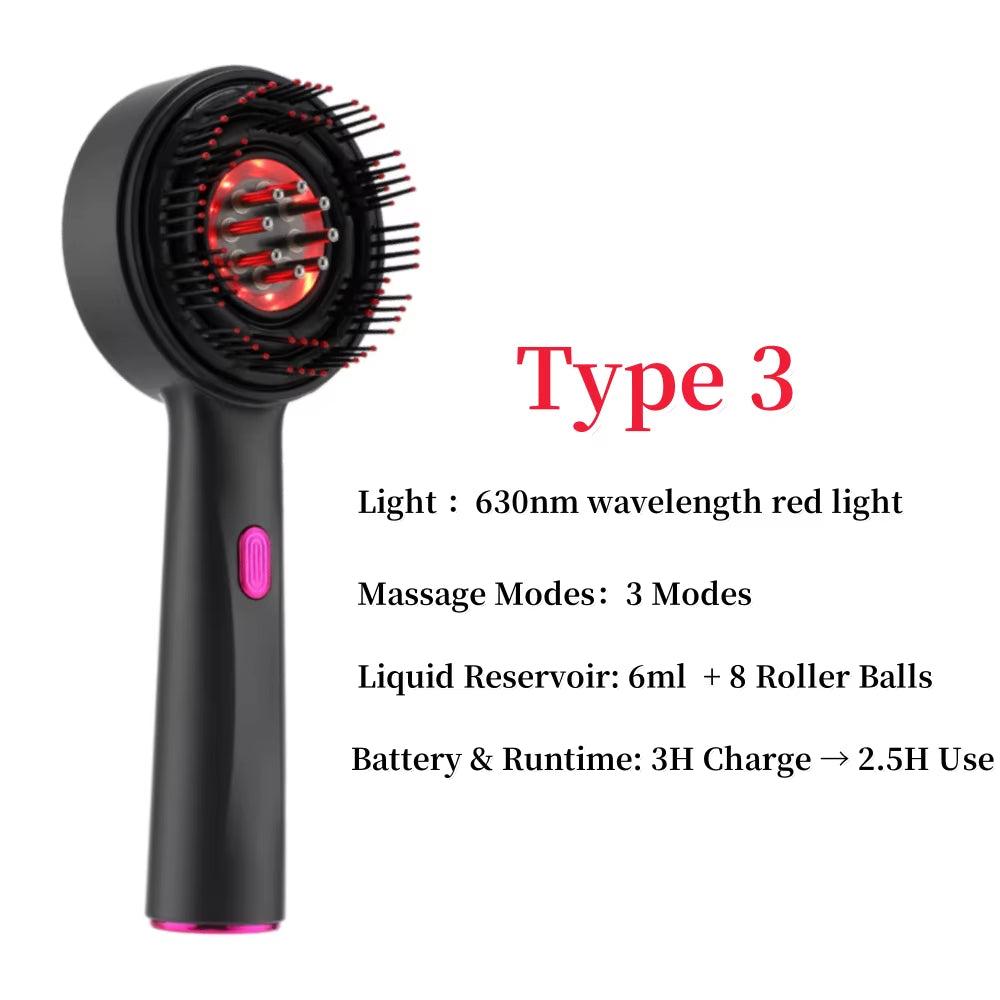 Electric Vibration Massage Comb Hair Care Brush Scalp Oil Applicator 630Nm Red Light Therapy Hair Follicle Growth Comb anti Loss