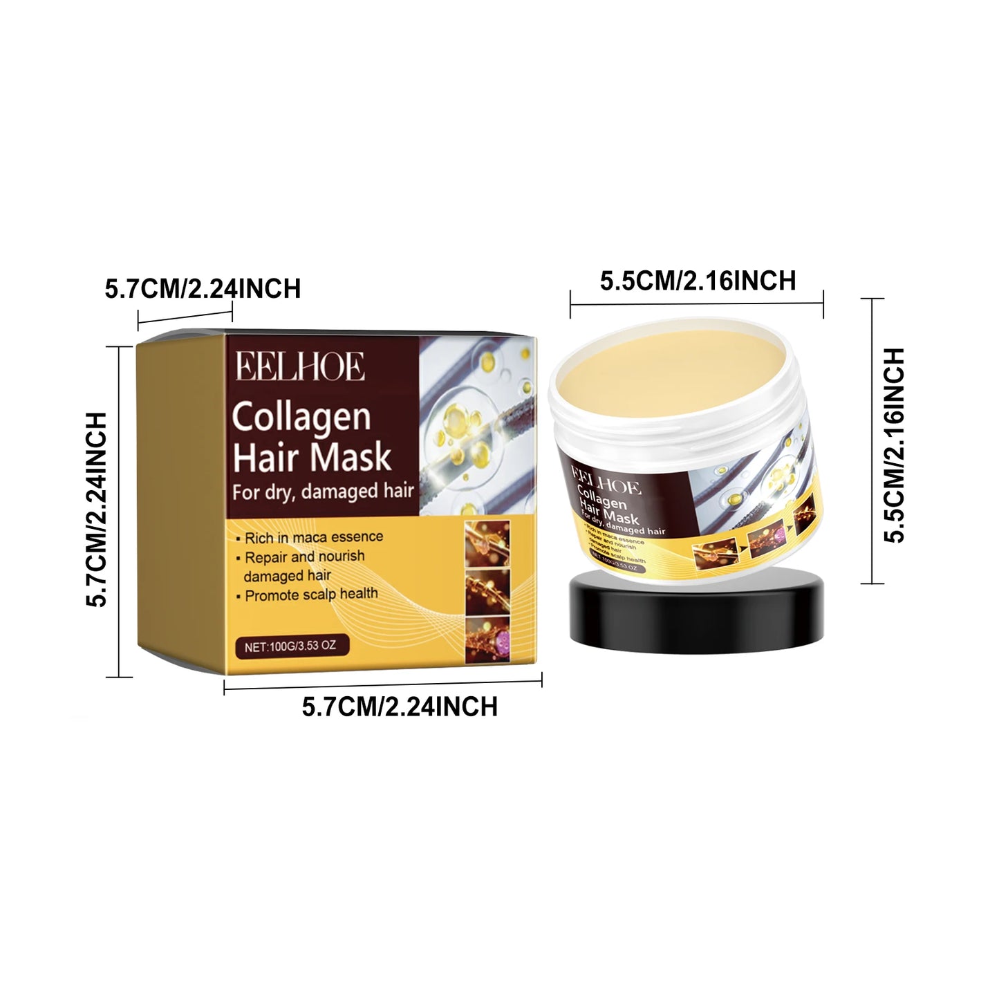 Collagen Hair Mask Reduce Dryness Nourishing Repair Damaged Hair Restore Hair Shine Anti-Frizzing Smooth Hair Care Mask