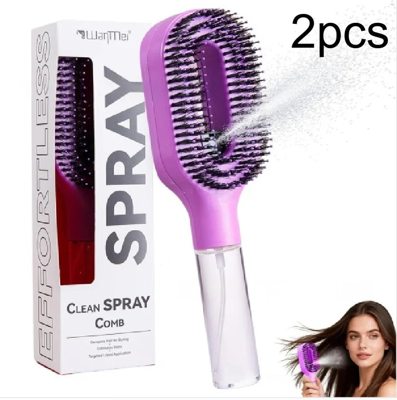 2In1 Sprayer Comb Detangling Scalp Massage Hairbrush with Spray Bottle Essential Oil Water Mist Spray Brush Anti-Static Summer