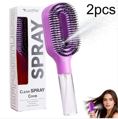 2In1 Sprayer Comb Detangling Scalp Massage Hairbrush with Spray Bottle Essential Oil Water Mist Spray Brush Anti-Static Summer