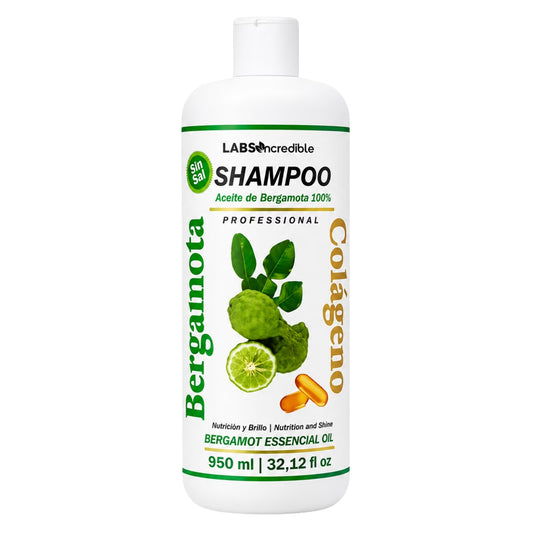 Bergamot Collagen Shampoo / Shampoo De Bergamota Y Colágeno, Professional Daily Hair Care Formula for All Hair Types, 32.12 Fl Oz / 950 Ml