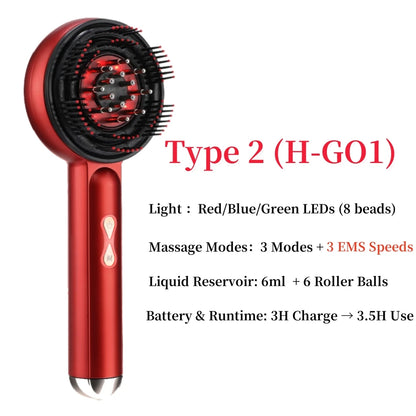 Electric Vibration Massage Comb Hair Care Brush Scalp Oil Applicator 630Nm Red Light Therapy Hair Follicle Growth Comb anti Loss