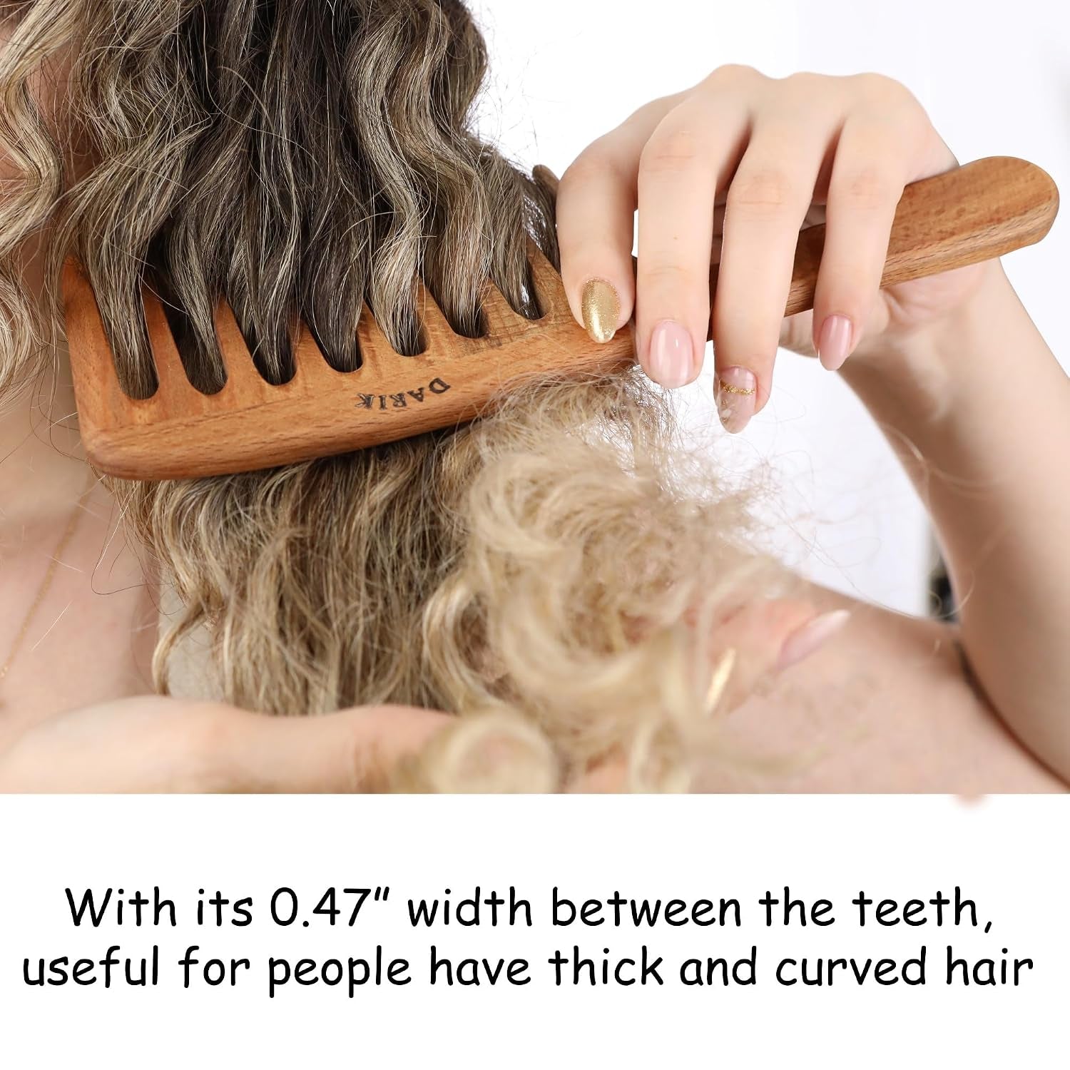 Wide Tooth Wooden Comb Handmade - Natural Vintage Style Wide Tooth Comb for Curls Gentle Styling - Anti-Static Wood Hair Combs for Women Detangling (Extra Wide Tooth)