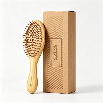 Bamboo Hair Brush for Hair Growth Natural Bamboo Bristle Brush Detangling Wooden for Scalp Massaging Paddle Hair Brushes for Women Men Curly & Beard Styling Hairbrush & Slick Back Hair Brush