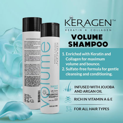 - Volumizing Shampoo for Fine Hair with Keratin, Collagen and Organic Oils, Sulfate Free, 10 Oz