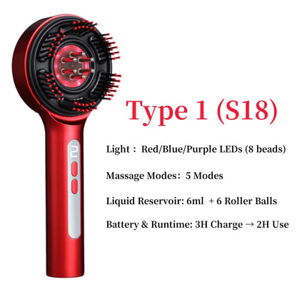 Electric Vibration Massage Comb Hair Care Brush Scalp Oil Applicator 630Nm Red Light Therapy Hair Follicle Growth Comb anti Loss