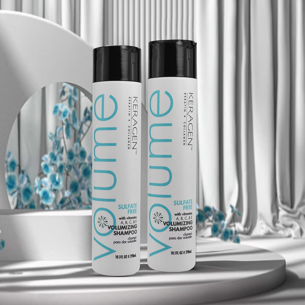 - Volumizing Shampoo for Fine Hair with Keratin, Collagen and Organic Oils, Sulfate Free, 10 Oz