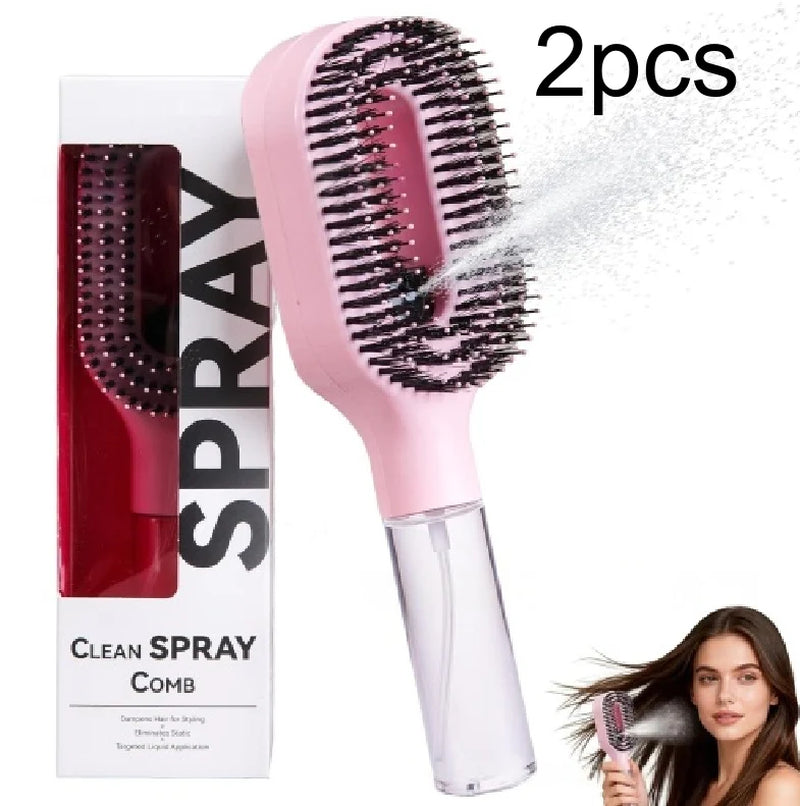 2In1 Sprayer Comb Detangling Scalp Massage Hairbrush with Spray Bottle Essential Oil Water Mist Spray Brush Anti-Static Summer
