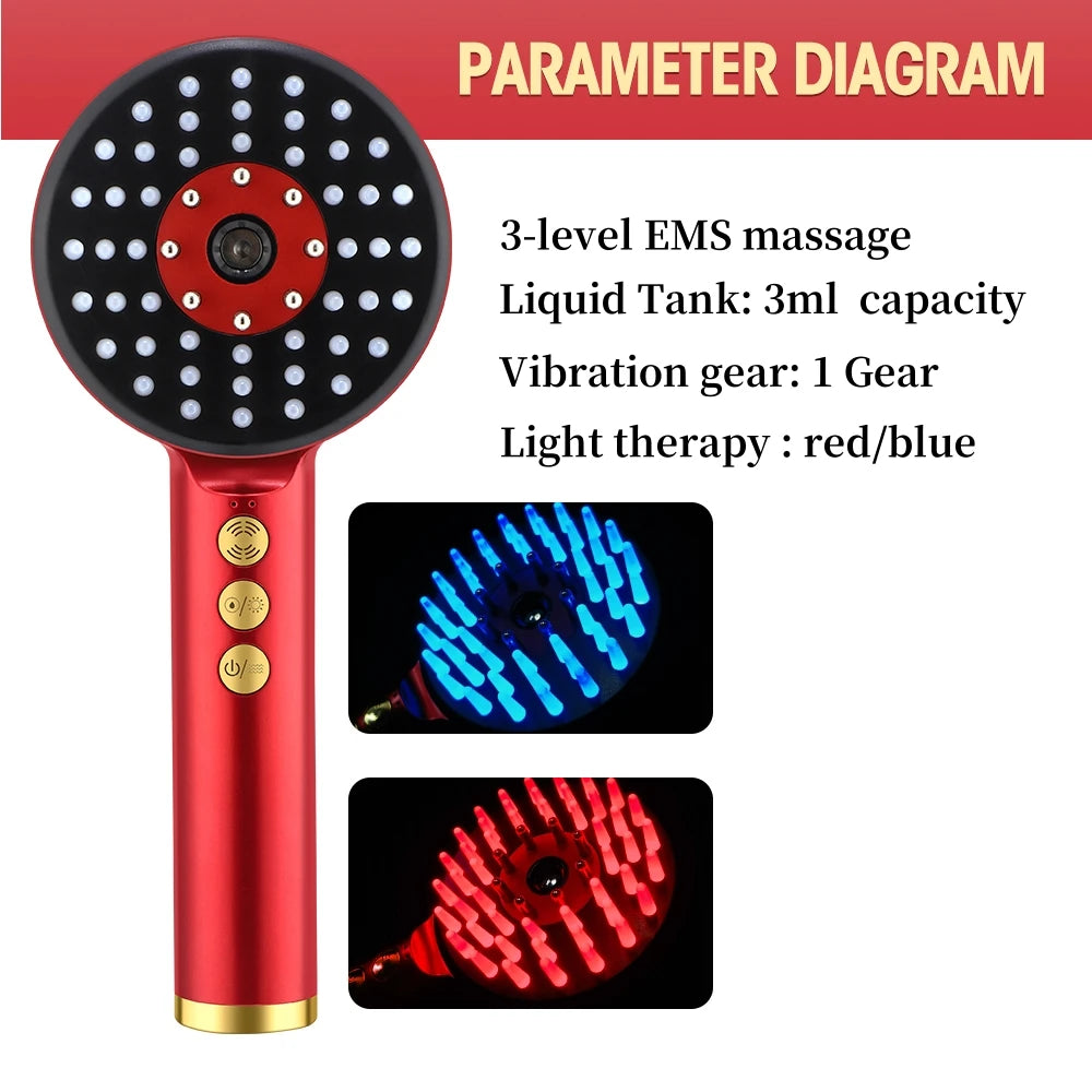 Electric Vibration Massage Comb Hair Care Brush Scalp Oil Applicator 630Nm Red Light Therapy Hair Follicle Growth Comb anti Loss