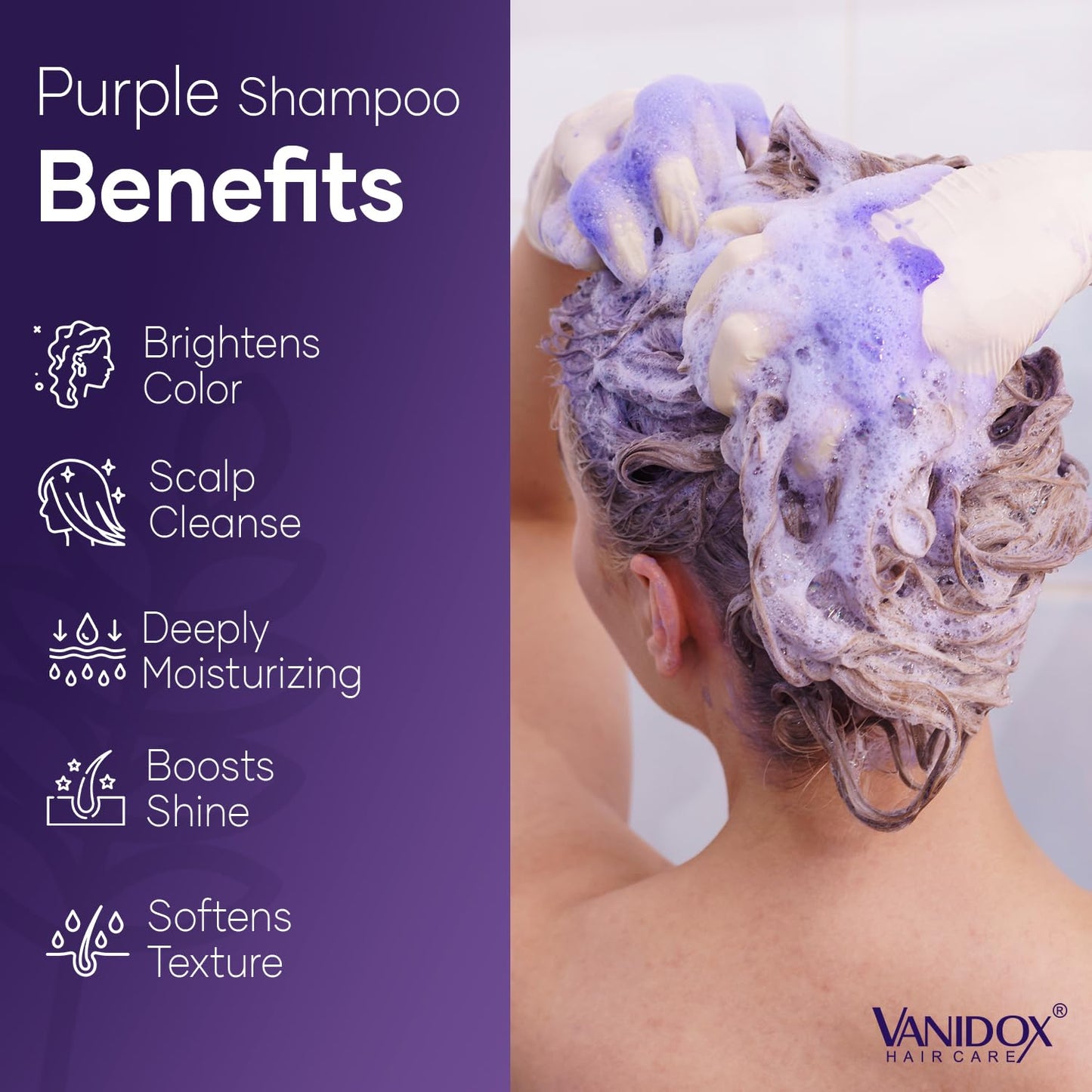 Brass Toning Purple Shampoo for Grey and Silver Hair, Infused with Purple Pigment, Sulfate Free Shampoo for Gray and Silver Hair (16 Fl Oz)