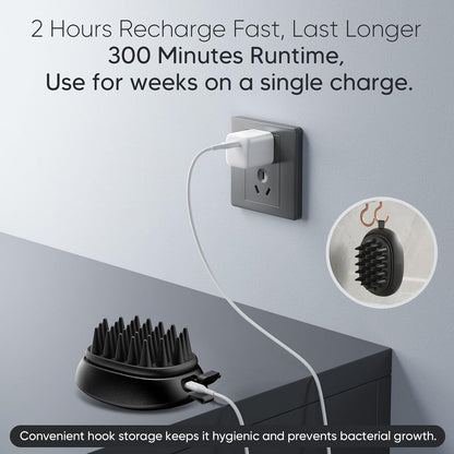 Sonic Vibrating Scalp Massager Shampoo Brush – Electric Silicone Hair Scrubber for Deep Scalp Cleansing, Dandruff Removal, Rich Foam & Relaxing Massage, Wet & Dry Use, USB-C Charging