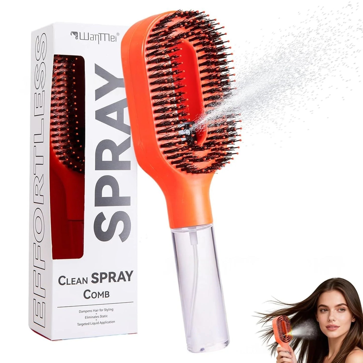 2In1 Sprayer Comb Detangling Scalp Massage Hairbrush with Spray Bottle Essential Oil Water Mist Spray Brush Anti-Static Summer