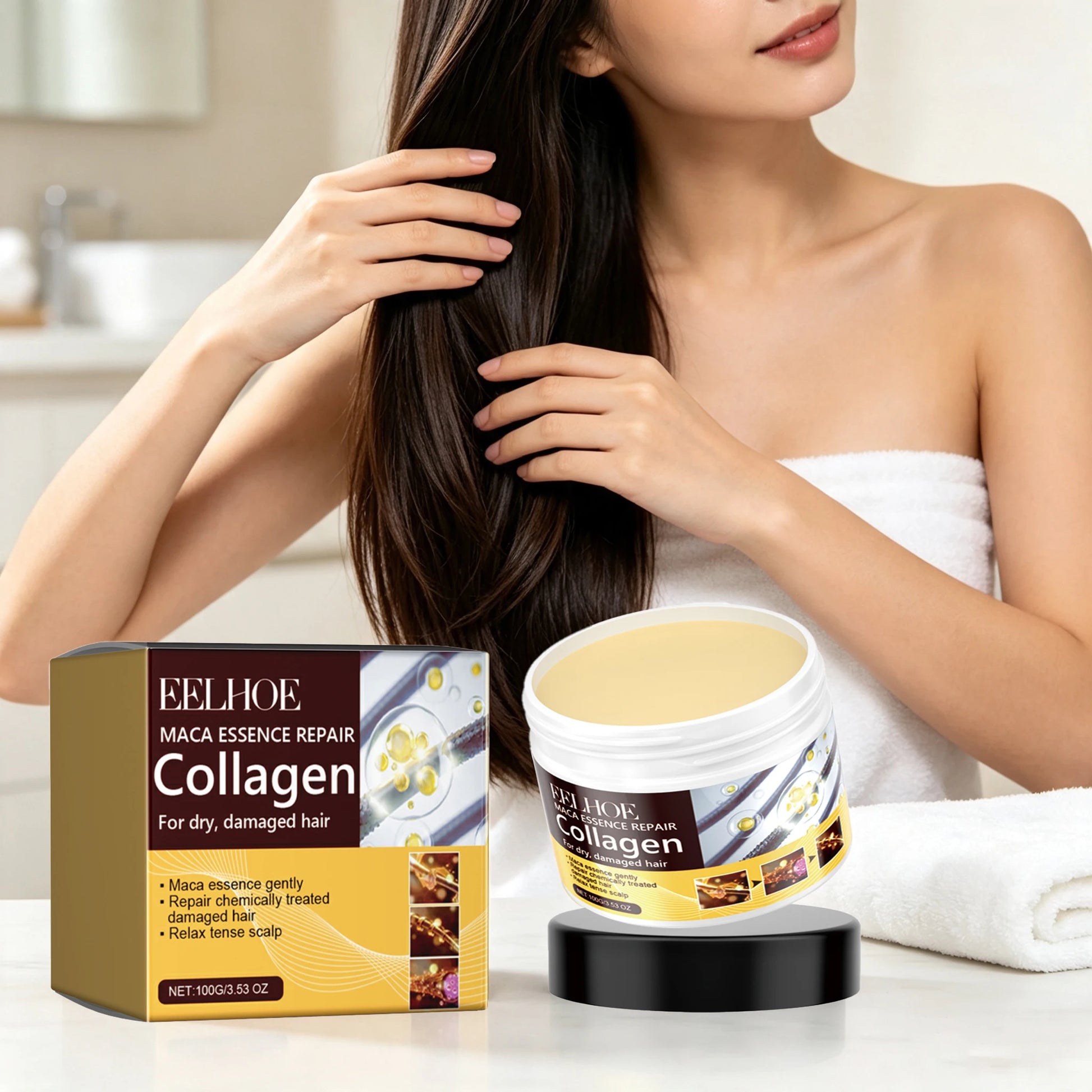 Collagen Hair Mask Reduce Dryness Nourishing Repair Damaged Hair Restore Hair Shine Anti-Frizzing Smooth Hair Care Mask