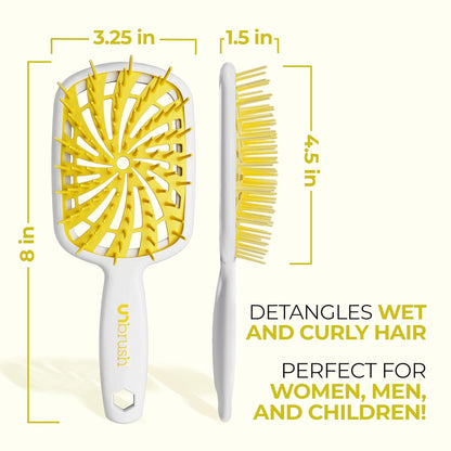 FHI Heat Unbrush plus — Curly Hair Brush for Gentle & Effective Detangling on Wet or Dry Fragile Hair Types — Detangler Brush W/ 84 Ultraflex Bristles, Ultra-Light, Vented, anti Static Hairbrush