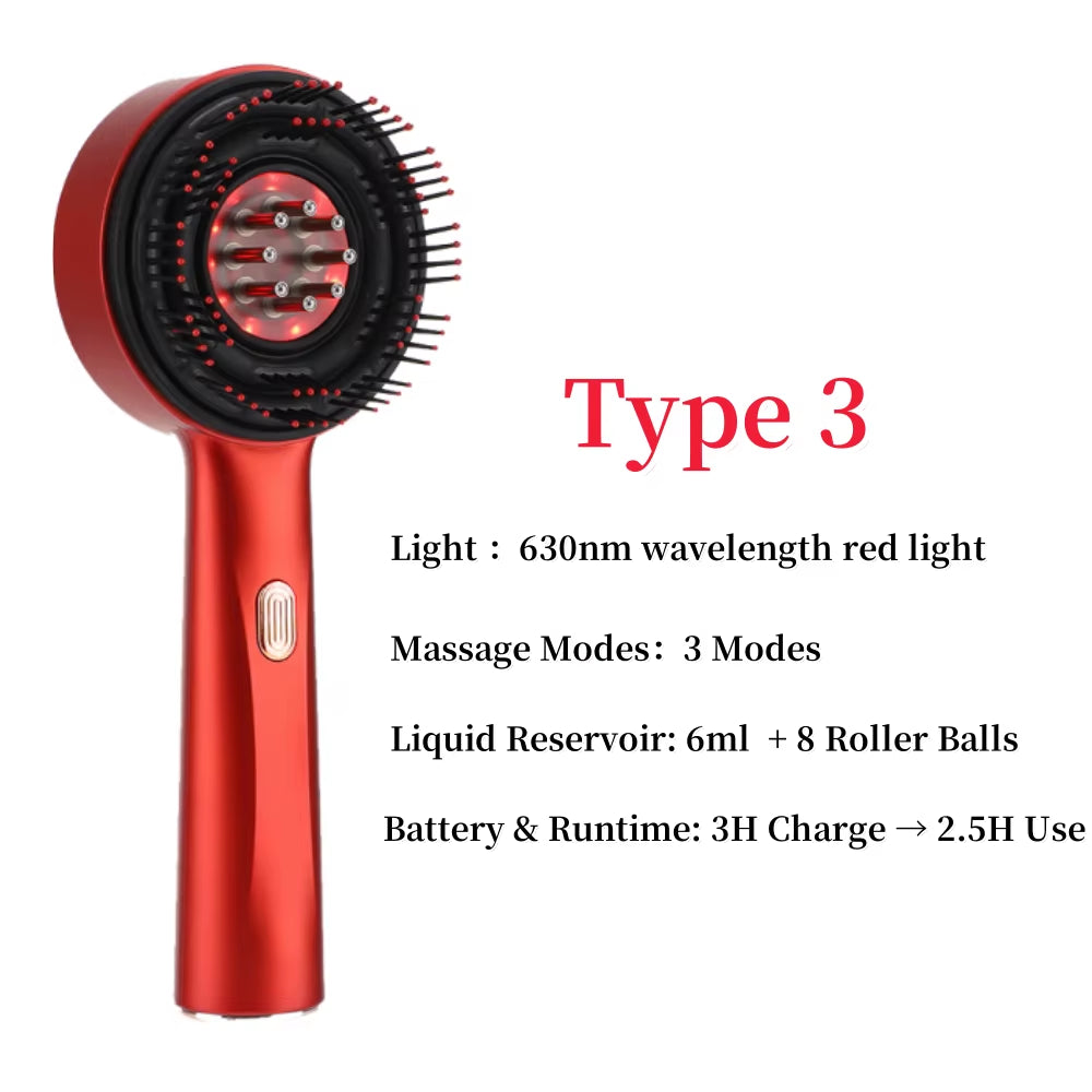 Electric Vibration Massage Comb Hair Care Brush Scalp Oil Applicator 630Nm Red Light Therapy Hair Follicle Growth Comb anti Loss