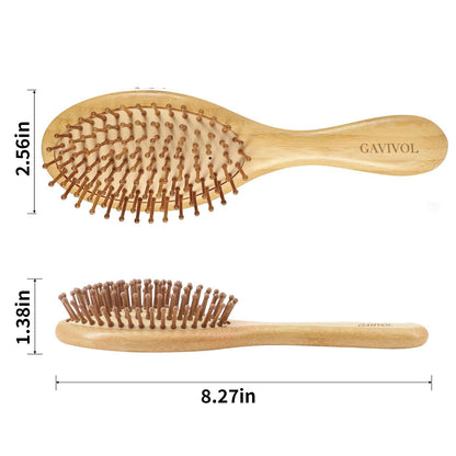 Bamboo Hair Brush for Hair Growth Natural Bamboo Bristle Brush Detangling Wooden for Scalp Massaging Paddle Hair Brushes for Women Men Curly & Beard Styling Hairbrush & Slick Back Hair Brush