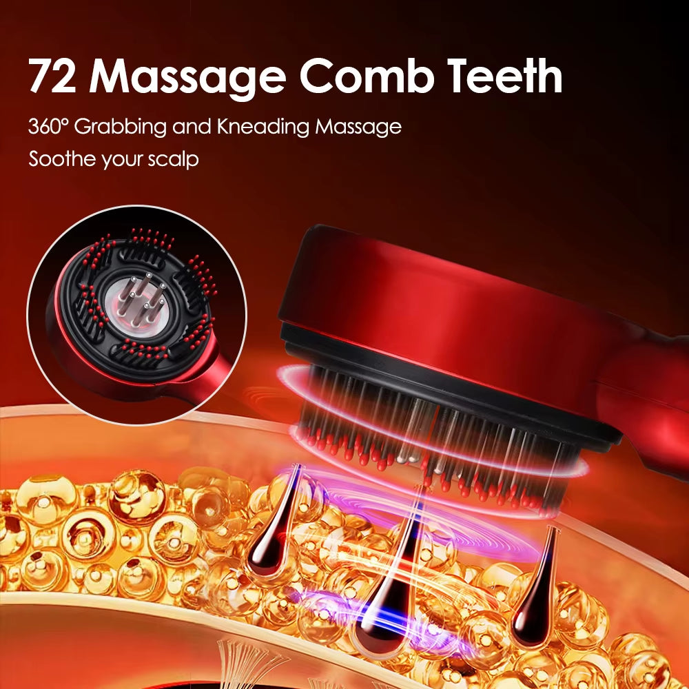 Electric Vibration Massage Comb Hair Care Brush Scalp Oil Applicator 630Nm Red Light Therapy Hair Follicle Growth Comb anti Loss