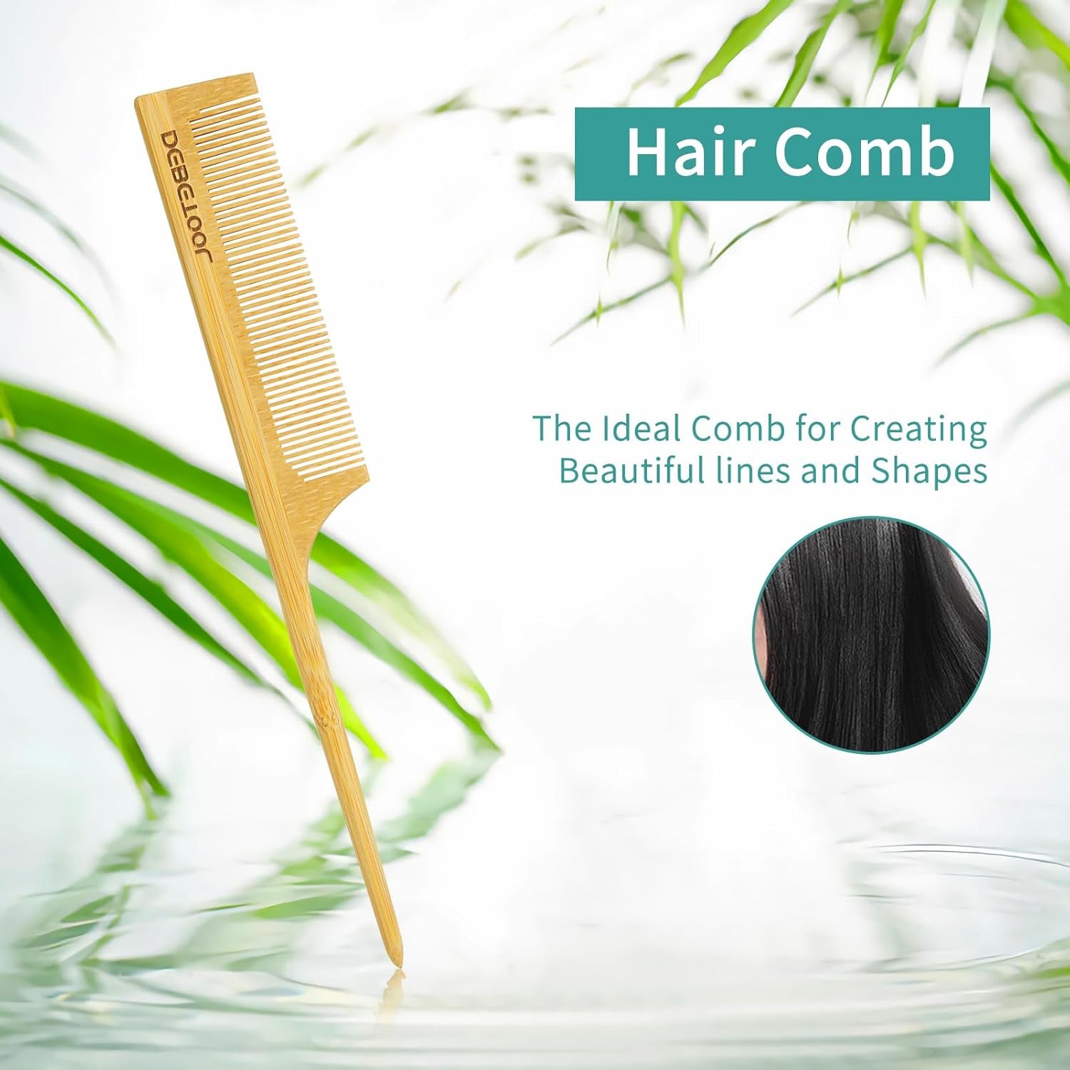 Bamboo Hair Brush Set with Wide-Tooth and Tail Comb | Natural Bamboo Paddle Detangling Brush for Wet Dry Curly Hair, Wood Grooming Tool for Women Men Kids
