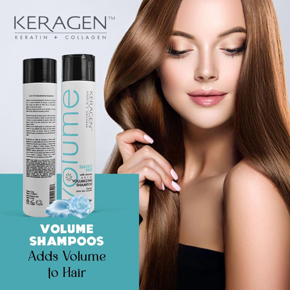 - Volumizing Shampoo for Fine Hair with Keratin, Collagen and Organic Oils, Sulfate Free, 10 Oz