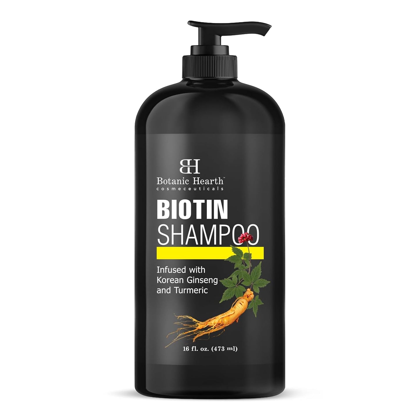 Biotin Shampoo - 16 Fl. Oz | | Infused with Korean Ginseng & Turmeric for Stronger, Thicker | Looking Hair | Sulfate & Paraben Free
