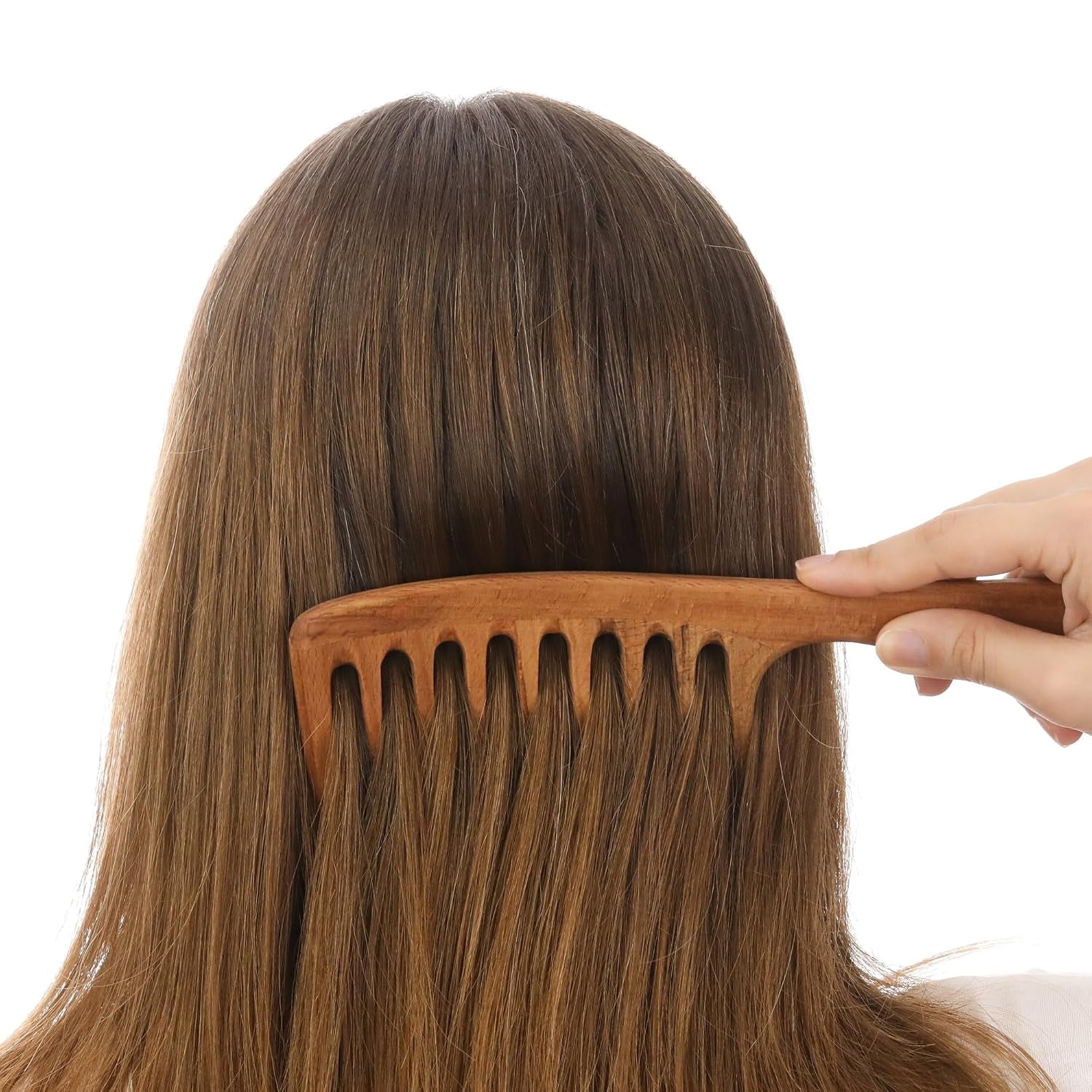 Wide Tooth Wooden Comb Handmade - Natural Vintage Style Wide Tooth Comb for Curls Gentle Styling - Anti-Static Wood Hair Combs for Women Detangling (Extra Wide Tooth)