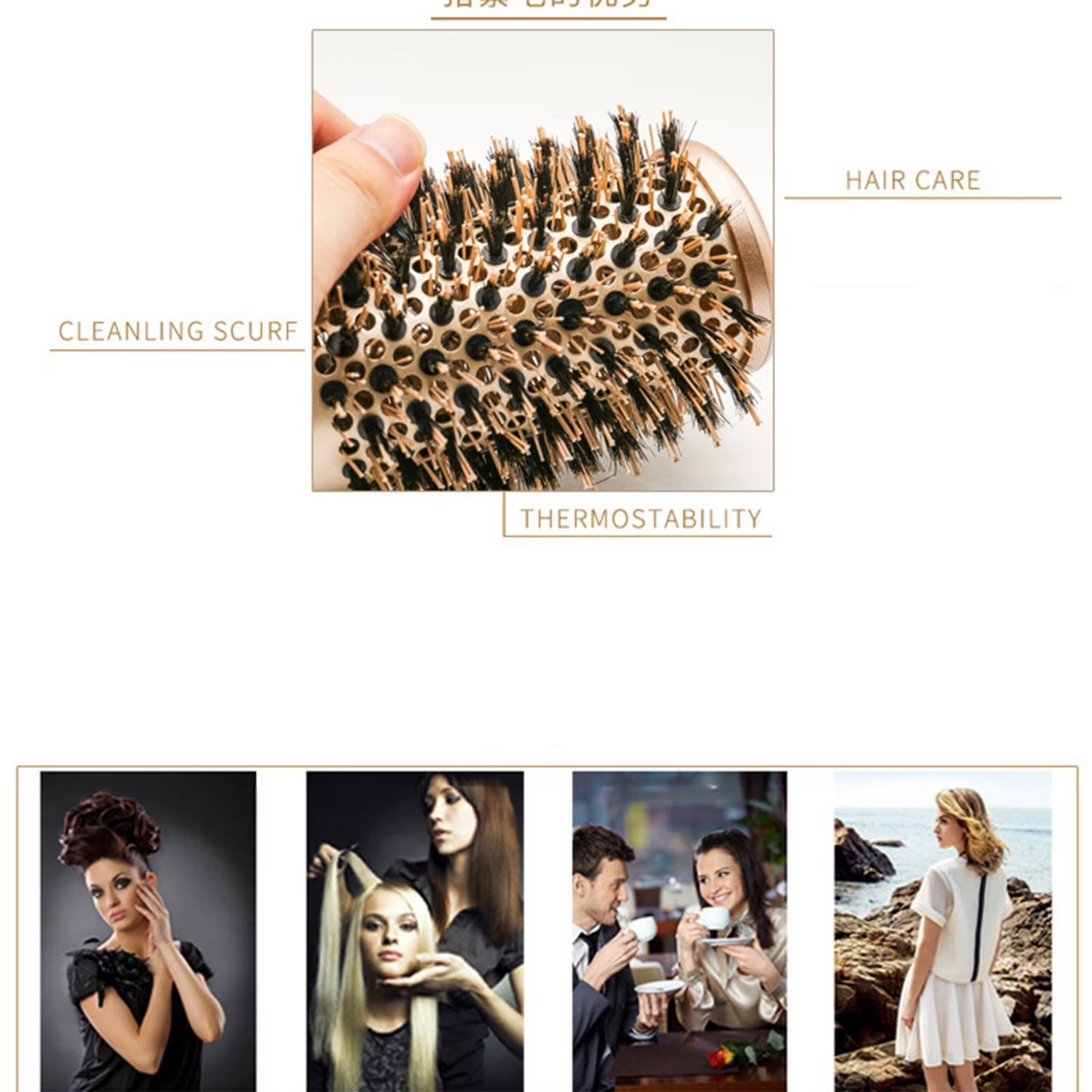 2 Inch round Hair Brush for Blow Drying, Boar Bristles Nano Thermal Ceramic & Ionic Tech & Anti-Static, for Curling, Straightening, Add Volume & Shine