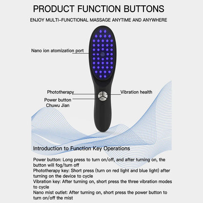 Electric Massage Hair Brush for Hair Growth 3 in 1 anti Hair Loss Scalp Massager with Steam and Oil Diffuser 3 Speed Settings