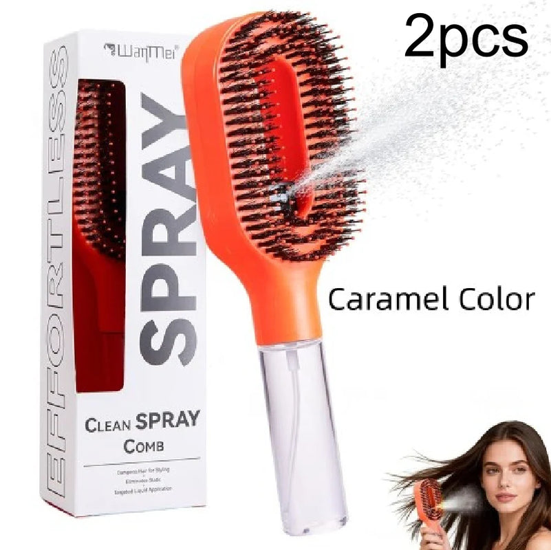2In1 Sprayer Comb Detangling Scalp Massage Hairbrush with Spray Bottle Essential Oil Water Mist Spray Brush Anti-Static Summer