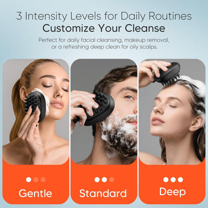 Sonic Vibrating Scalp Massager Shampoo Brush – Electric Silicone Hair Scrubber for Deep Scalp Cleansing, Dandruff Removal, Rich Foam & Relaxing Massage, Wet & Dry Use, USB-C Charging