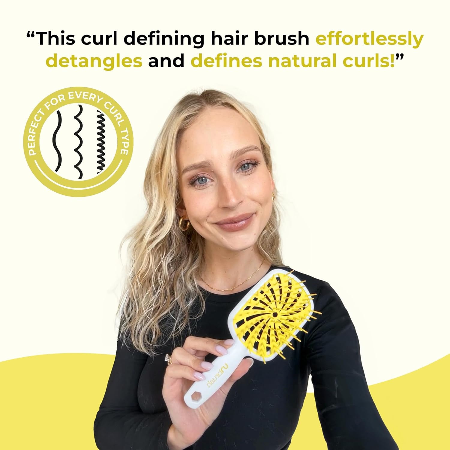 FHI Heat Unbrush plus — Curly Hair Brush for Gentle & Effective Detangling on Wet or Dry Fragile Hair Types — Detangler Brush W/ 84 Ultraflex Bristles, Ultra-Light, Vented, anti Static Hairbrush